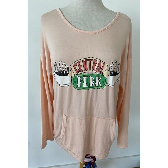Friends Central Perk Knit Pajama Top Pink Size M NWOT - Picture 1 of 11